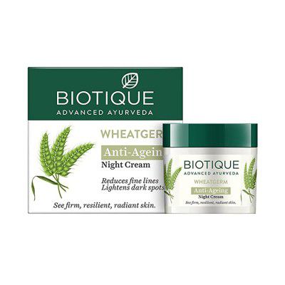 Biotique Wheat Germ Anti- Ageing Night Cream Reduces Fine Lines Lightens dark Spots, 50g