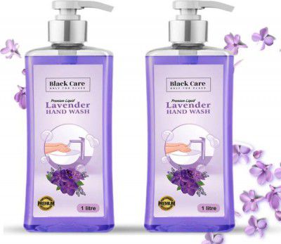 Black Care Hand Wash Liquid - 1 L, Lavender & Chamomile Extract| Germ Protection Hand Wash Bottle + Dispenser  (2 x 1 L)