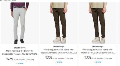 blackberrys Men's Trousers at Minimum 75% off