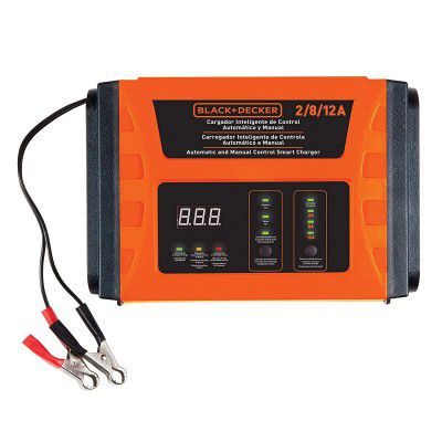 BLACK+DECKER BC12 12.8V 2/8/12 Amp 3-Speed Automatic Battery Charger & Manual Control with LED Display Ideal for Home