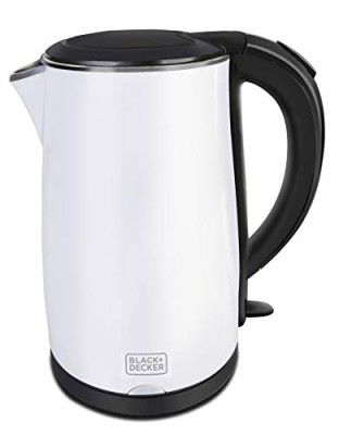 Black+Decker BXKE1703IN 2150-Watt 1.7 Liter Double Wall Protection Stainless Steel Electric Kettle | 2-year Warranty (White)