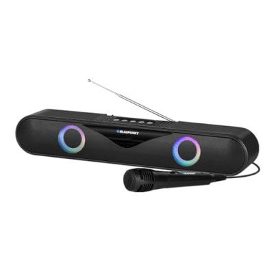 Blaupunkt SBA20 Koncert 20W Wireless Soundbar with 2000 mAh Battery I Karaoke Ready with Party RGB Lights I Bluetooth, USB & FM Antenna I Mini Gaming BT Soundbar for TV, Mobile