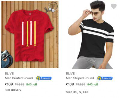 Blive Mens T Shirts Starting @ ₹109