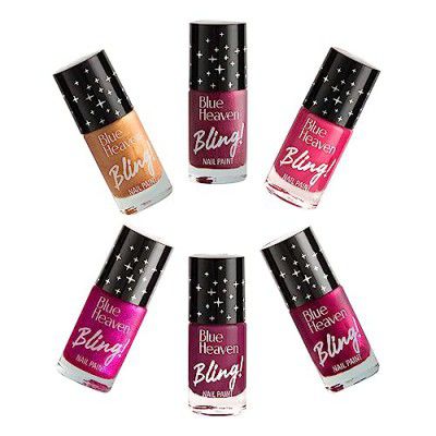 Blue Heaven Bling Nail Polish Combo Pack, Hot Glam Edition (Pack of 6) Nail Paint in matte & pearly shades, Long Lasting Chip Resistant, 48ml