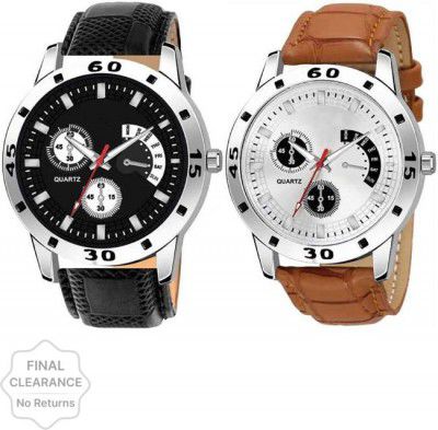 Blue Pearl  Analog Watch - For Men Combo Pack Of 2 New Arrival Black & Brown