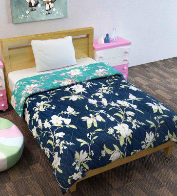 Blue Polyester Patterned 120 GSM  Single Bed Kids Comforter,