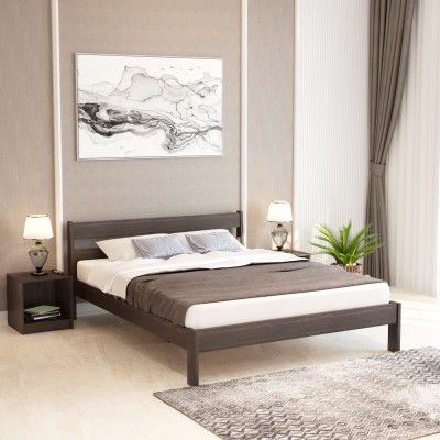 BLUEWUD Roverb Engineered Wood Queen Size Bed Without Storage (Wenge Finish)