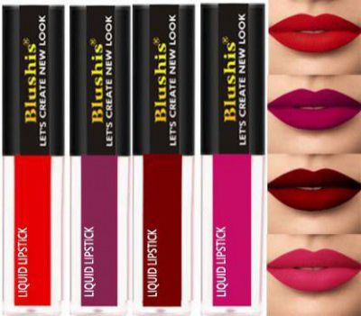 BLUSHIS Super Stay Sensational Liquid Lipsticks Combo Pack of 4 pc  (Magenta, Red Twist, Maroon Touch, Purple Pout, 16 ml)