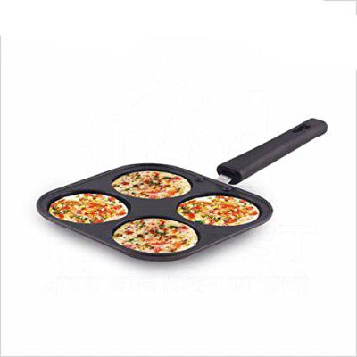 BMS Lifestyle 4 in 1 Classic Grill Mini Uttapam Tawa /Multi Snack Maker 4 in 1 - Mini Pancake Maker, Mini Crepe Pan, Pancake Moulds (19.5CM, Aluminium, Non-Stick)