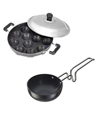 BMS Lifestyle Classic Range Combo of Appam Pan & Tadka Pan Cookware Set (Aluminium, 2 - Piece)