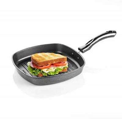 BMS Lifestyle Non-Stick Aluminium 2.6mm Grill Pan 23 cm Bakelite Handle (Black)