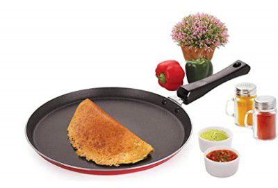 BMS Lifestyle Non-Stick Tawa with 2-Way Non-Stick Coating, 26cm (Induction and Gas Stove Compatible), Aluminium, Black