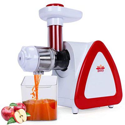 BMS Lifestyle Slow Masticating, Quiet Motor BPA-Free Super Power Easy to Clean and High Juice Yield, 2-Speed Mode Cold Press Juicer, Juices Recipes for Vegetables and Fruits