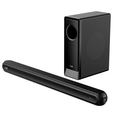 boAt Aavante Bar 1680D Bluetooth Soundbar with Dolby Audio, 120W RMS Signature Sound, 2.1 Channel, 3D Surround Sound, Multi-Compatibility and Master Remote Control(Knight Black)