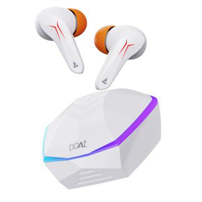 boAt Immortal 121 TWS Gaming Truly Wireless in Ear Earbuds with Beast Mode(40ms Low Latency), 40H Playtime, Blazing LEDs, Quad Mics ENx Signature Sound, ASAP Charge(10 Mins= 180 Mins)(White Sabre)