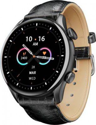 boAt Lunar Space with 40mm Dial, BT Calling, 100+ Sports Modes, HR & SpO2 Monitor Smartwatch  (Black Leather Strap, Free Size)