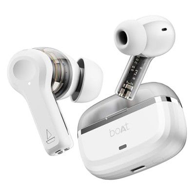 boAt Nirvana Space TWS In Ear Earbuds, 100hrs Playback, 4 Mics With AI-ENx™, Adaptive EQ, (Celestial White)