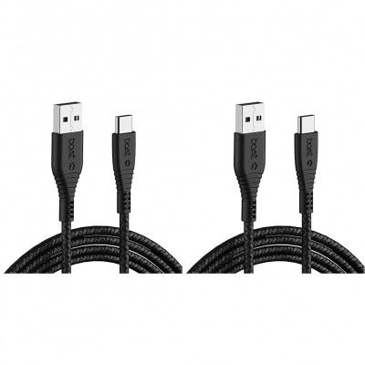 boAt Type C A325/A320 Tangle-free, Sturdy Type C Cable with 3A Rapid Charging & 480mbps Data Transmission(Black) (Pack of 2)