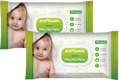 BodyGuard Premium Paraben Free Baby Wet Wipes with Aloe Vera  (144 Wipes)