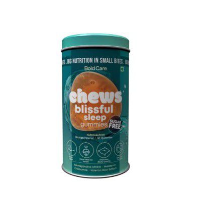 Bold Care Chews Blissful Sleep Gummies with Melatonin 5mg, Pure Ashwagandha, and Chamomile - Better Sleep and Reduced Stress - Orange Flavor - Non-habit Forming -Rapid Action Formula - 30 Gummies