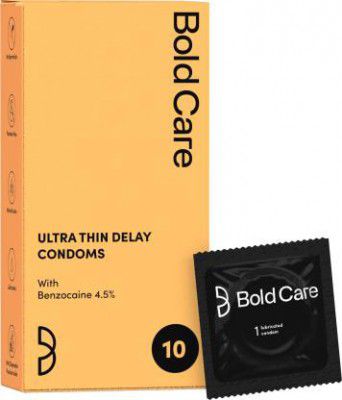 Bold Care Ultra Thin Climax Delay - Lubricated - Natural Latex Condom  (10 Sheets)