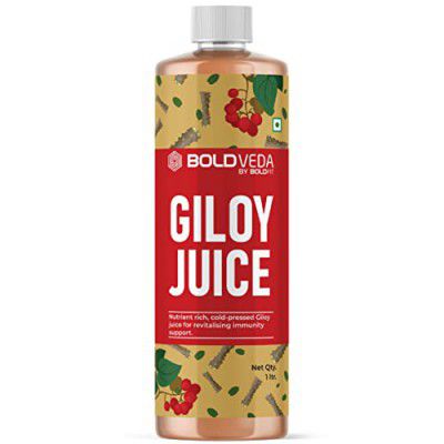 Boldfit Boldveda Giloy Juice with No Added Sugar - Cold Press Giloy Juice for Revitalising Immunity Support, Grey (GiloyJ1Ltr)