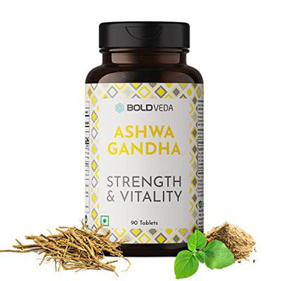 Boldveda Ashwagandha Tablets for Men & Women - Helps Relief Stress, Relax Mind and Body - 90 Tablets