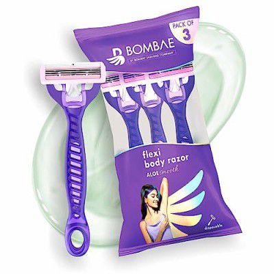 Bombae Flexi Body Razors for Women - 3 | with Aloe Vera and Vitamin E | Smooth shave on arms, underams, bikini line, legs