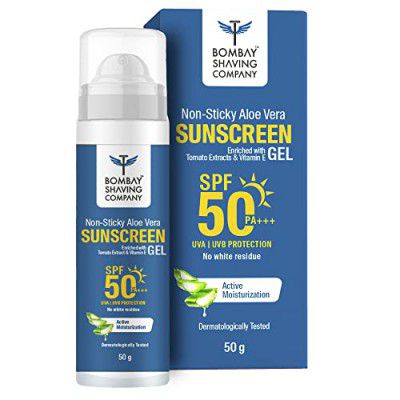 Bombay Shaving Co Non Sticky Aloe Vera Sunscreen Gel SPF 50,for Sun Protection - 50g