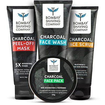 Bombay Shaving Company Rakhi Special Activated Charcoal Facial Gift Kit For Men | Charcoal Face Wash, Charcoal Face Scrub, Charcoal Face Pack, Charcoal Peel Off Mask | Rakhi Gift for Brother | Gift fo