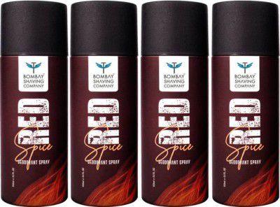 BOMBAY SHAVING COMPANY Red Spice 150ml x 4 Combo | Deodorant Spray (600 ml)