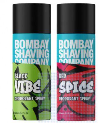 BOMBAY SHAVING COMPANY Red Spice & Black Vibe Combo Deodorant Spray - For Men  (300 ml, Pack of 2)