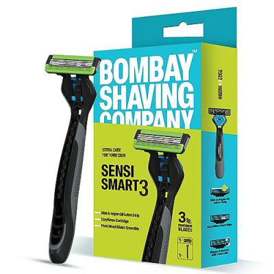 Bombay Shaving Company Sensi Smart 3 Razor | Shaving Razor for Men | Aloe Gel and Argan Oil Lubra Strip | Pivot Head for Smooth Glide |