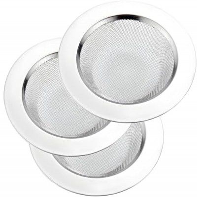 BONIRY 3 PCS Kitchen Sink Strainer | Stainless Steel Sink Strainer | Durable Sink Strainer Basket | Kitchen Basin Strainer, Sink Filter Net for Effective Waste Drainage (Sink Strainer Round 3 Pcs)