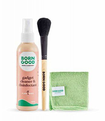 Born Good 3-in-1 Plant-based Electronics & Gadget Disinfectant & Cleaner Kit | Biodegradable, Non-Toxic, Eco-Friendly | Laptop, Smartphone, Monitor, Tablet, Camera, Screen Cleaner with Microfiber Clot