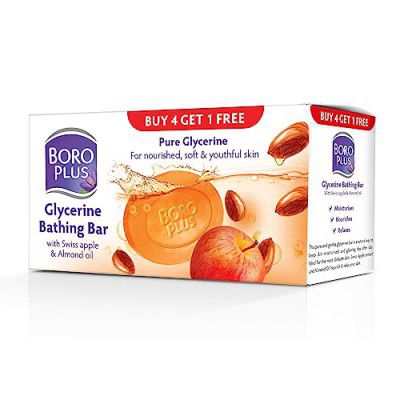 BoroPlus Glycerine Bathing Bar With Swiss Apple & Almond Oil (125g, Buy 4 Get 1 free)