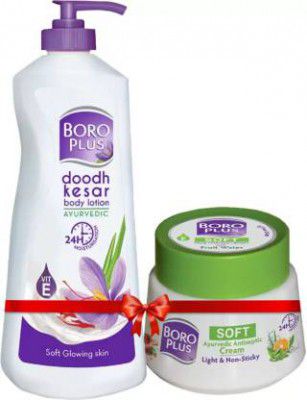 BOROPLUS Soft Ayurvedic Antiseptic Cream 200ml + Doodh Kesar Lotion 400ml  (600 ml)