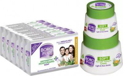 BOROPLUS Soft Ayurvedic Antiseptic Cream 300ml+Antiseptice&Moisturising Soap-NEH 125g PO6  (1050 g)