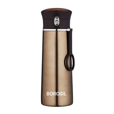 Borosil Stainless Steel Hydra - Vacuum Insulated Flask Water Bottle, 360 ML, Brown