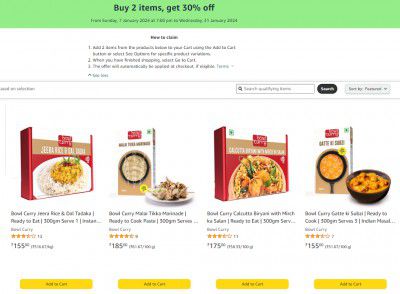 Bowl Curry Ready to Eat Food: Buy 2 items - Get Extra 30% off