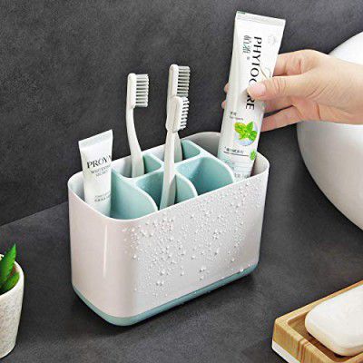 Branzios Multipurpose Storage Holder Stand for Bathroom Toothbrush Tongue Cleaner Soap Comb Razor Shaving Kit and Toiletries Cosmetics Organizer