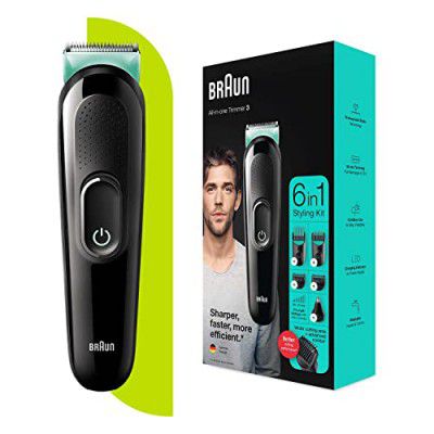 Braun MGK3321, 6-in-1 Beard Trimmer for Men from Gillette, All-in-One Tool, 5 attachments, (Black / Vibrant Green)