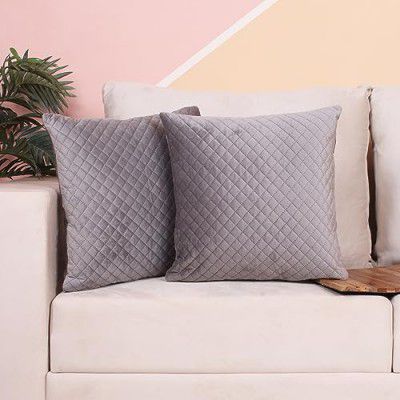 BRICK HOME Single Side Quilted Velvet Cushion Cover Set of 2 (18 x 18 Inches)