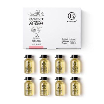 Brillare Dandruff Control Oil Shots, Powerful Blend of Tea Tree Oil, Celery Seed Oil & Neem Oil, Controls Dandruff, Give Relief from Itchy & Flaky Scalp, 8 Shots x 6ml each