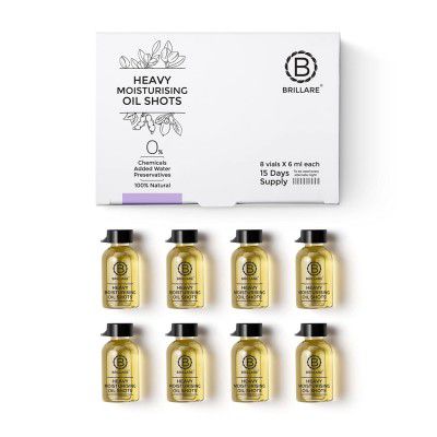 Brillare Heavy Moisturising Booster Oil Shots, Perfect Blend of Argan, Shea & Soybean Oil, Deeply Nourishes, Dry & Frizzy Hair, 8 Shots x 6ml each