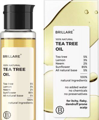 Brillare Tea Tree Hair Oil, with Lemon & Sunflower Oil, Dry, Itchy Scalp, 100% Natural Hair Oil  (100 ml)