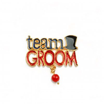 Brooch Team Groom Gold Plated Wedding Pin Clip 