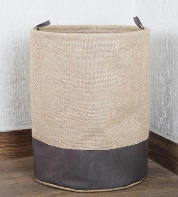 My gift booth Brown & Beige Jute Foldable 45 Liter Laundry Basket