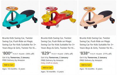 Brunte Kids Swing Car @ 78% Off | From ₹851