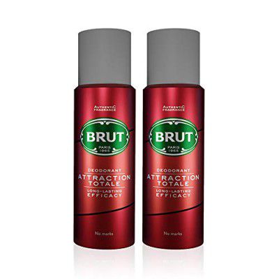 Brut Attraction Totale Deodorant Body Spray for Men, Pack of 2 (200ml Each)